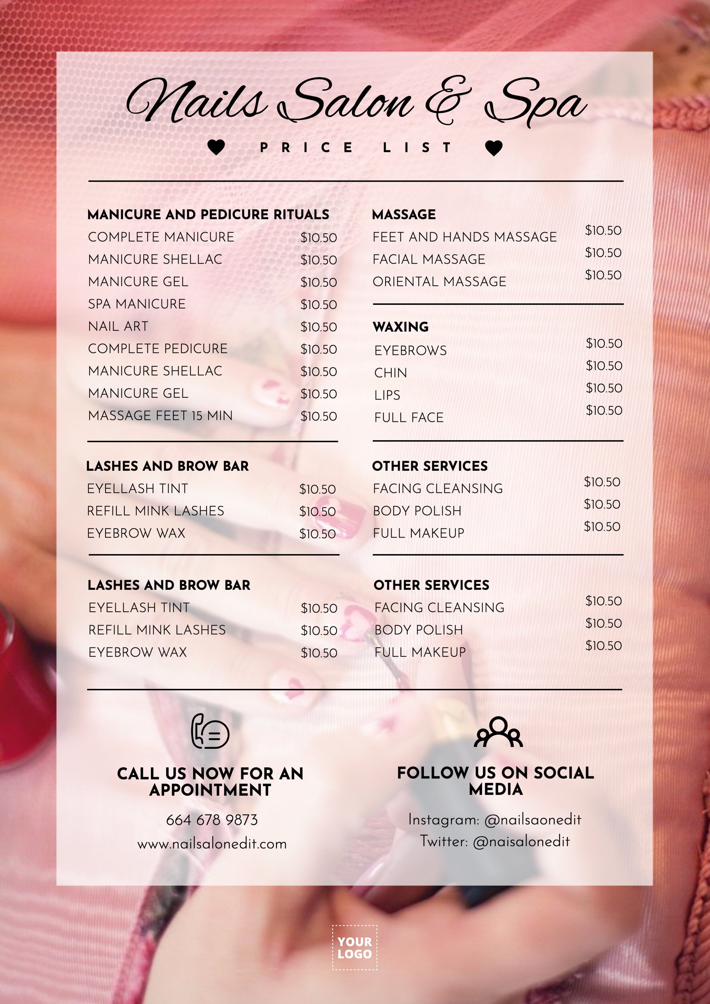 Salon Price List Template