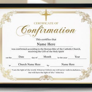 Confirmation Certificate Template, Catholic Confirmation Certificate