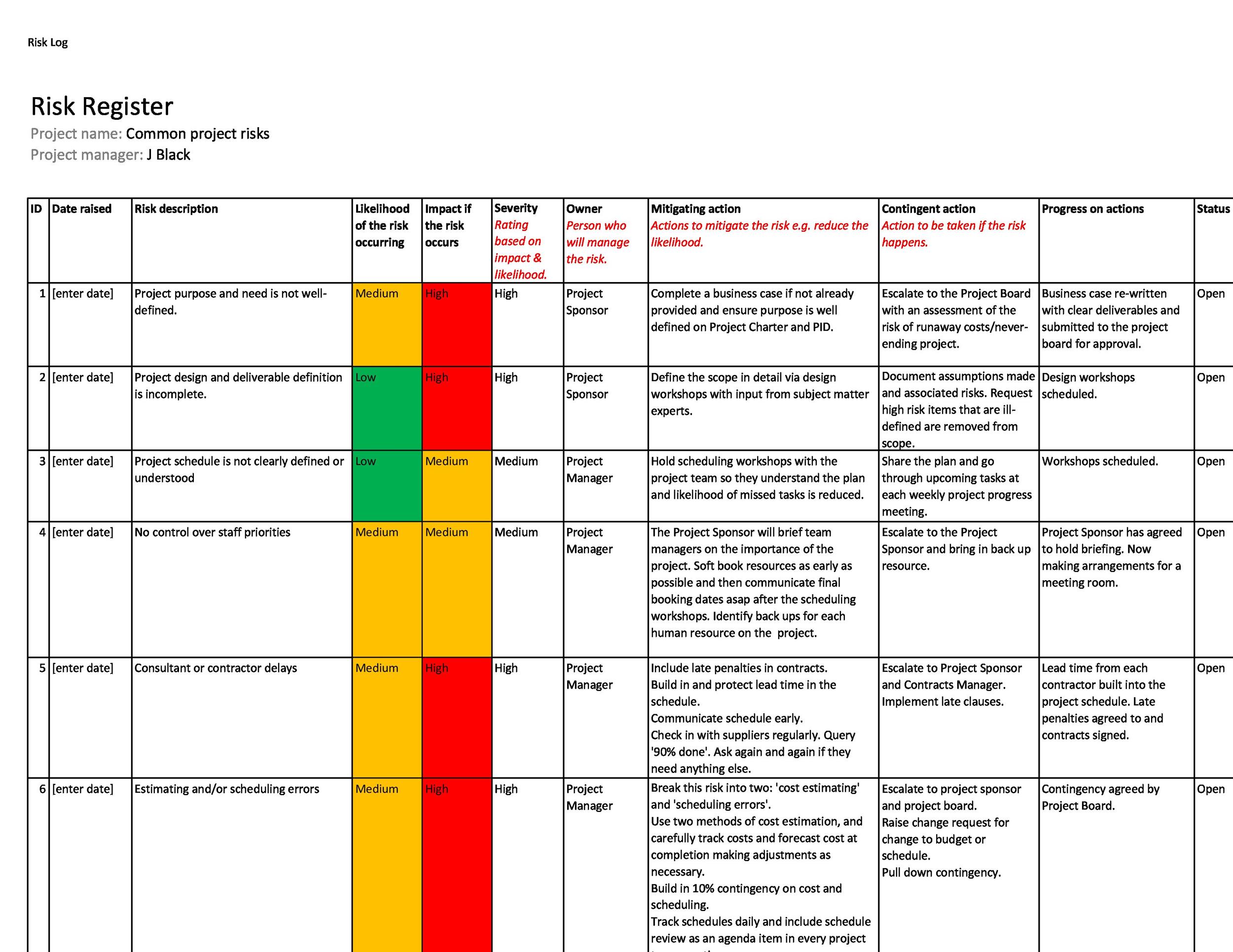 45 Useful Risk Register Templates (Word & Excel) ᐅ TemplateLab