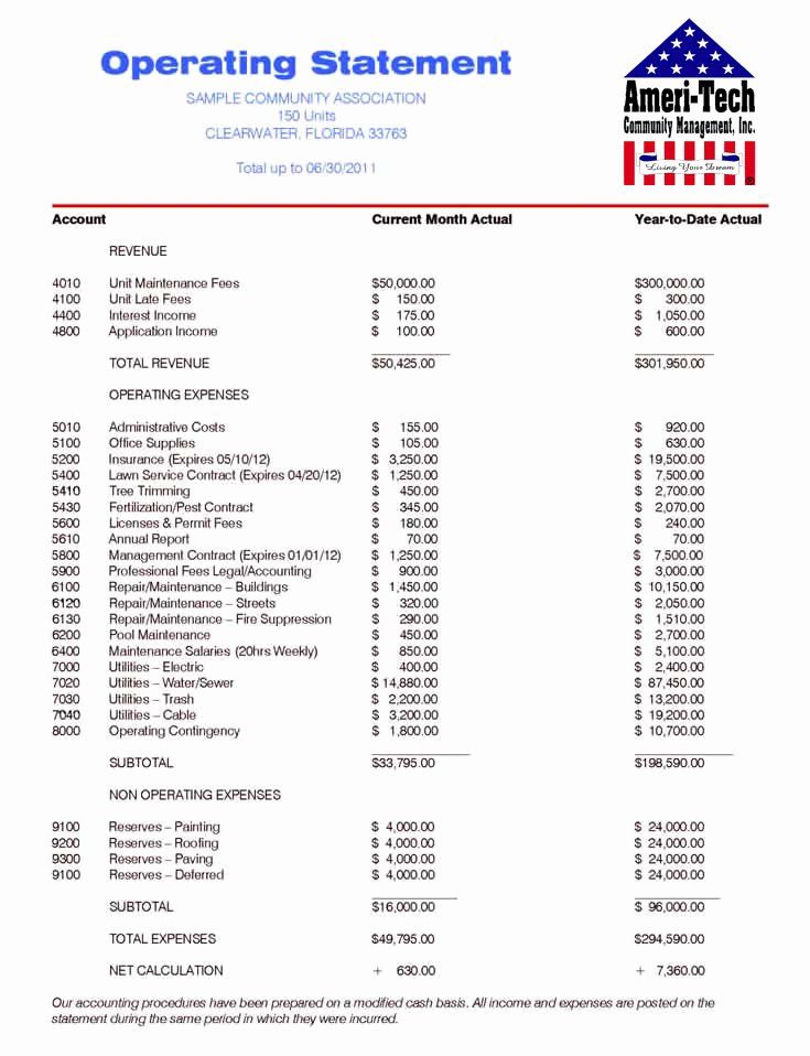 Condo Budget Template Lovely 23 Of Hoa Statement Template | Budget