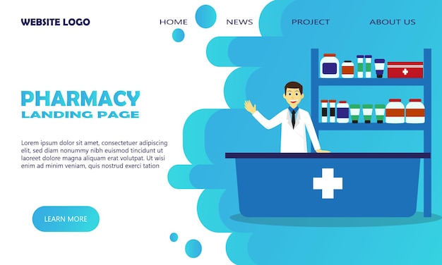 Premium Vector | Simple style pharmacy landing page for website