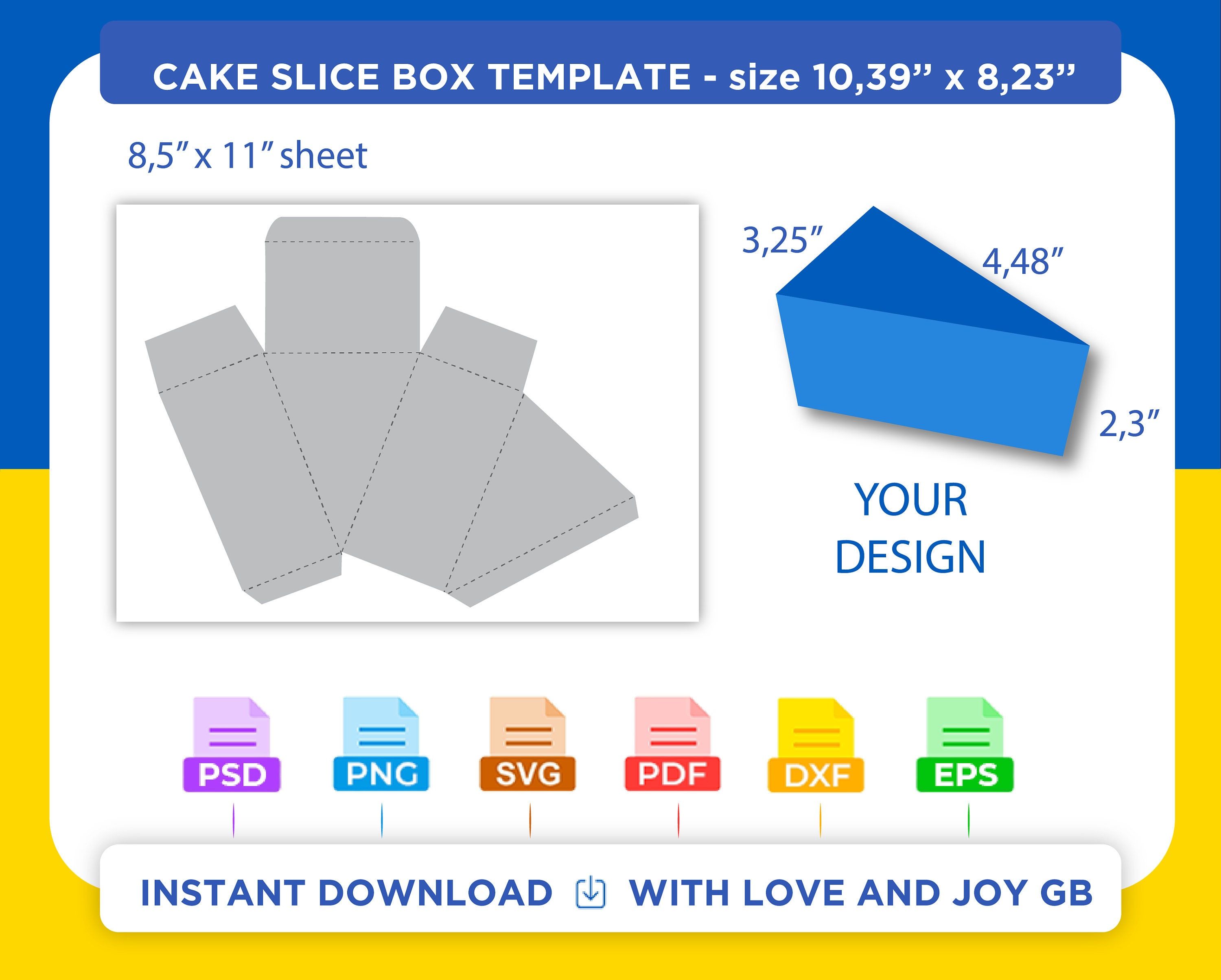 cake slice box template with love and joy blvdg 3x4, 5x7, 8x8