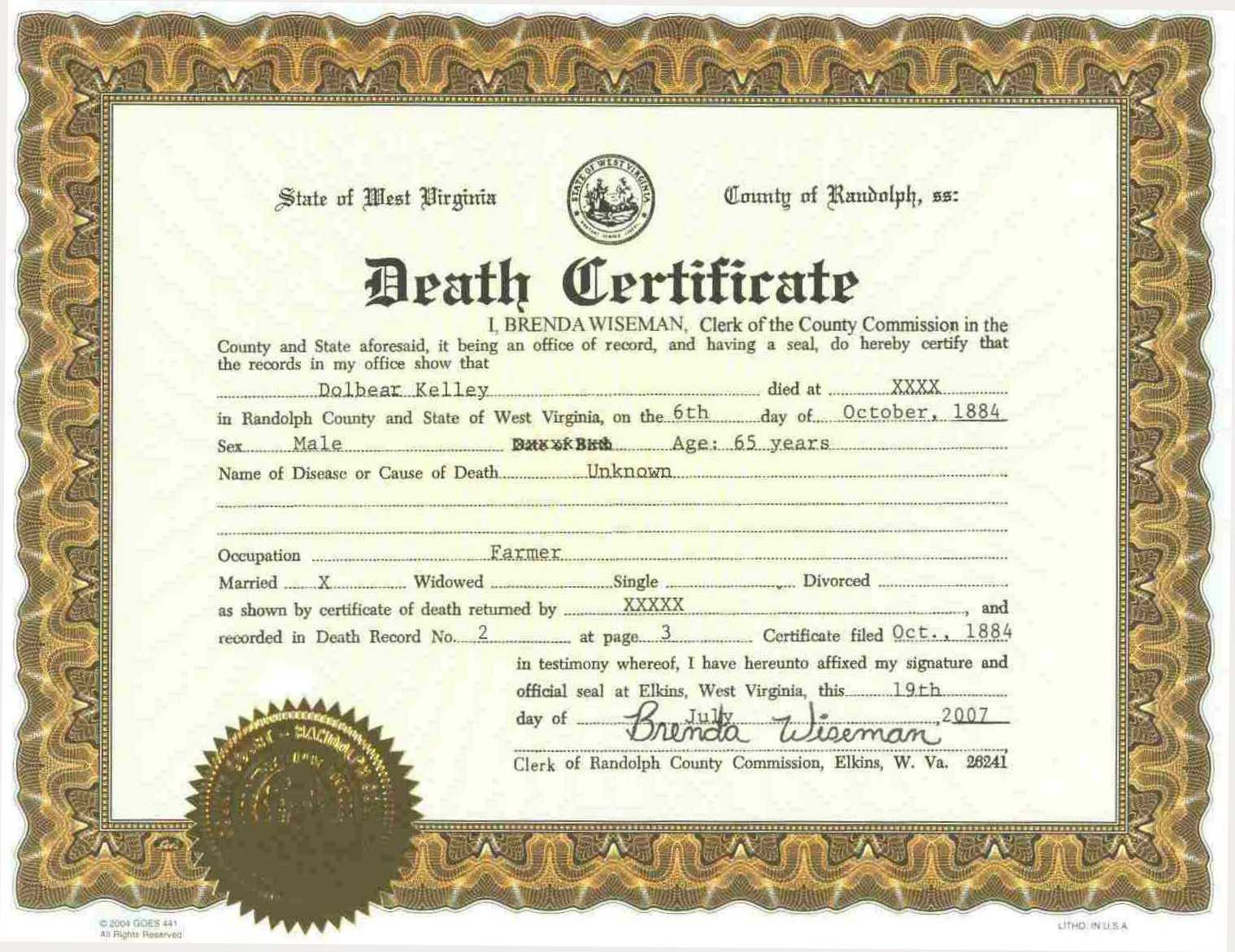 5+ Printable Certificate Of Death Templates With Samples | HowToWiki