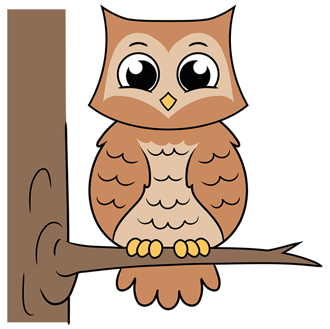 How to Draw an Easy Cartoon Owl - Really Cute Drawing Tutorial