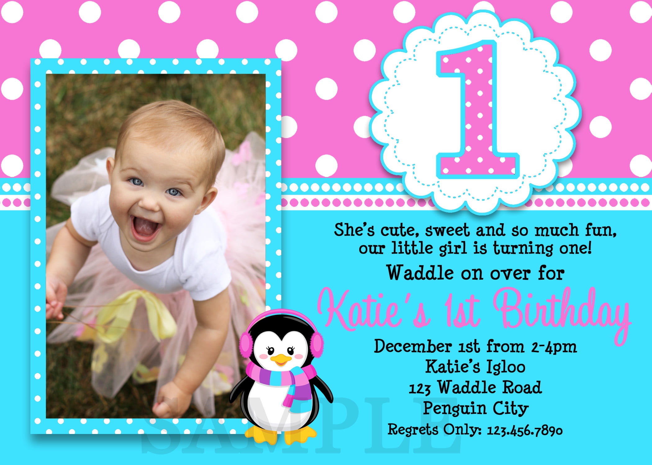 1st Birthday Party Invitations Girl - Download Hundreds FREE PRINTABLE