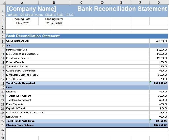 Bank Reconciliation Template | Free Download | FreshBooks