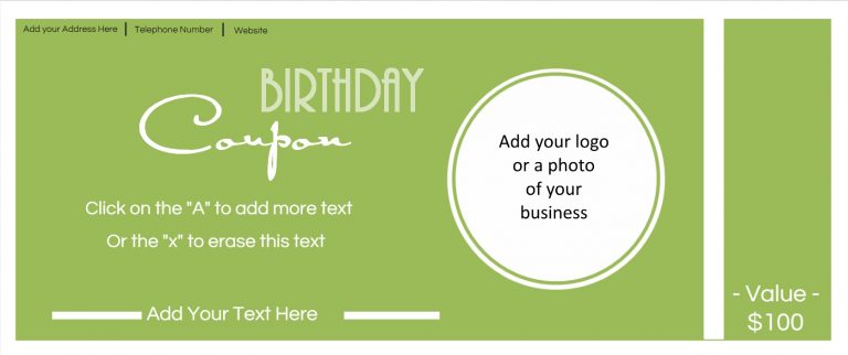 FREE Birthday Coupon Template - Customize Online & Print