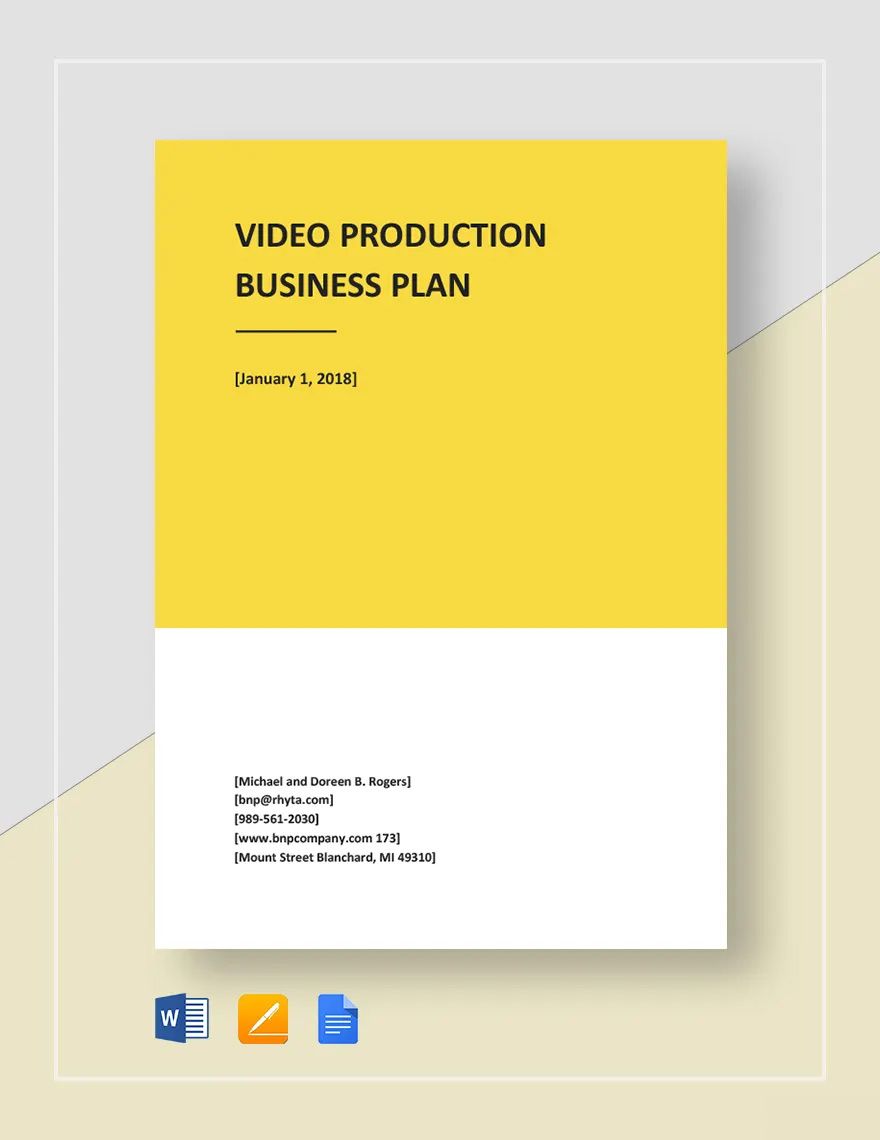 Video Production Business Plan Template in Word, Pages, Google Docs