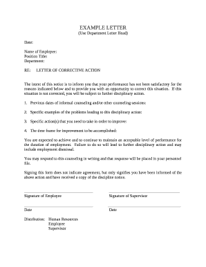 Corrective Action Letter Template