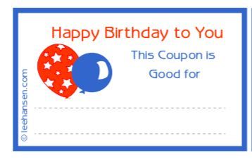 Printable Birthday Coupons with Balloons in 2023 | Coupon template