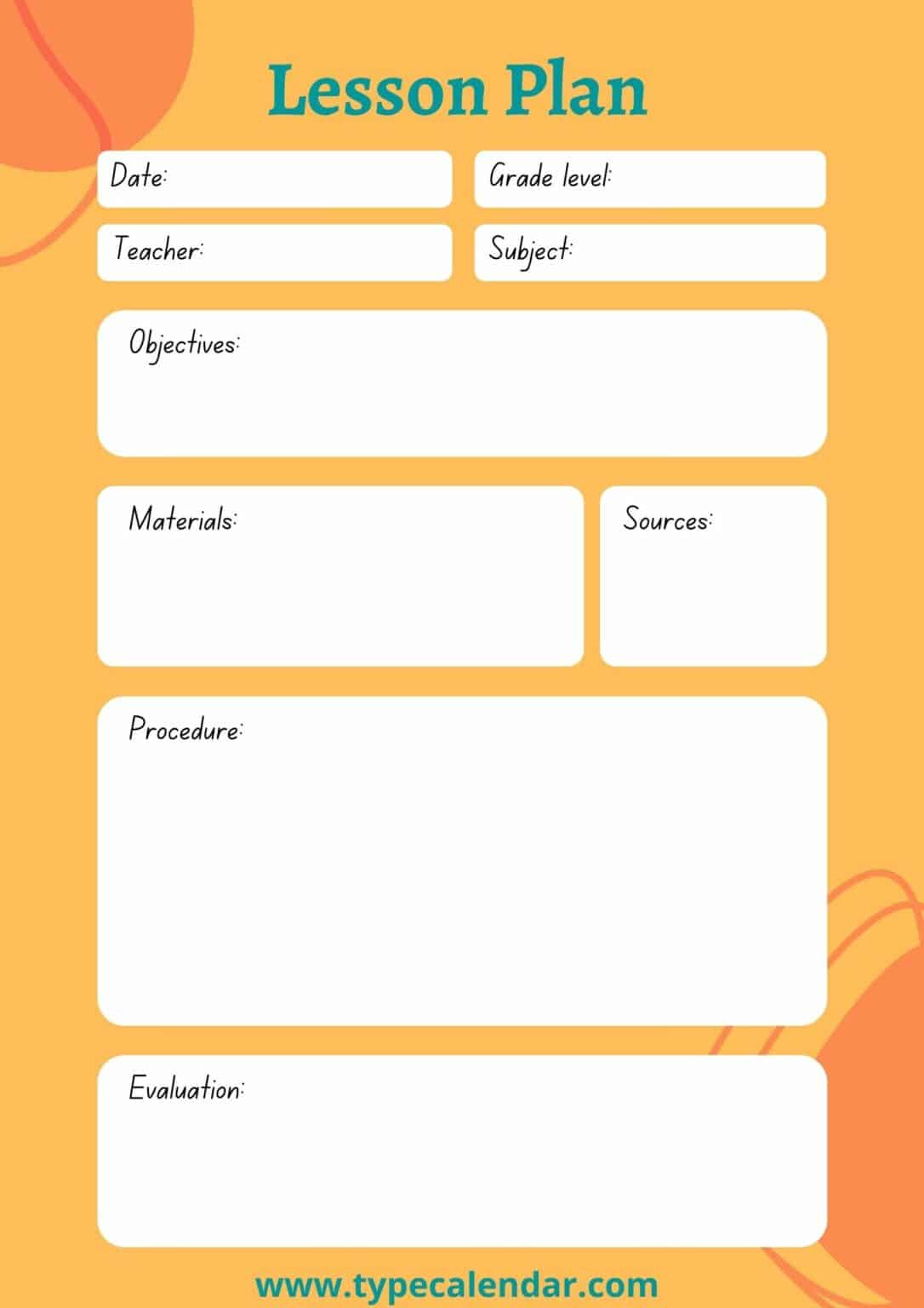 Free Printable Lesson Plan Templates [PDF, Word] Preschool, Elementary