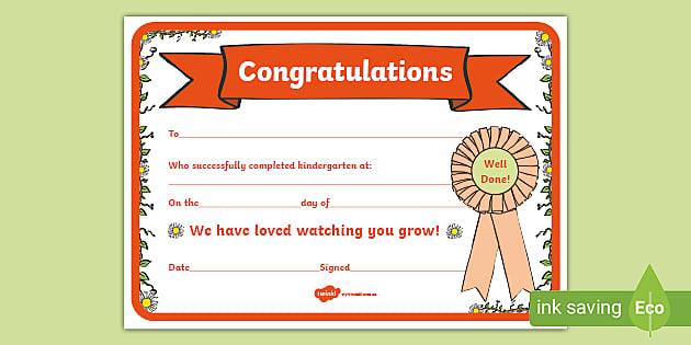 Kindergarten Graduation Editable Certificate (Teacher-Made)