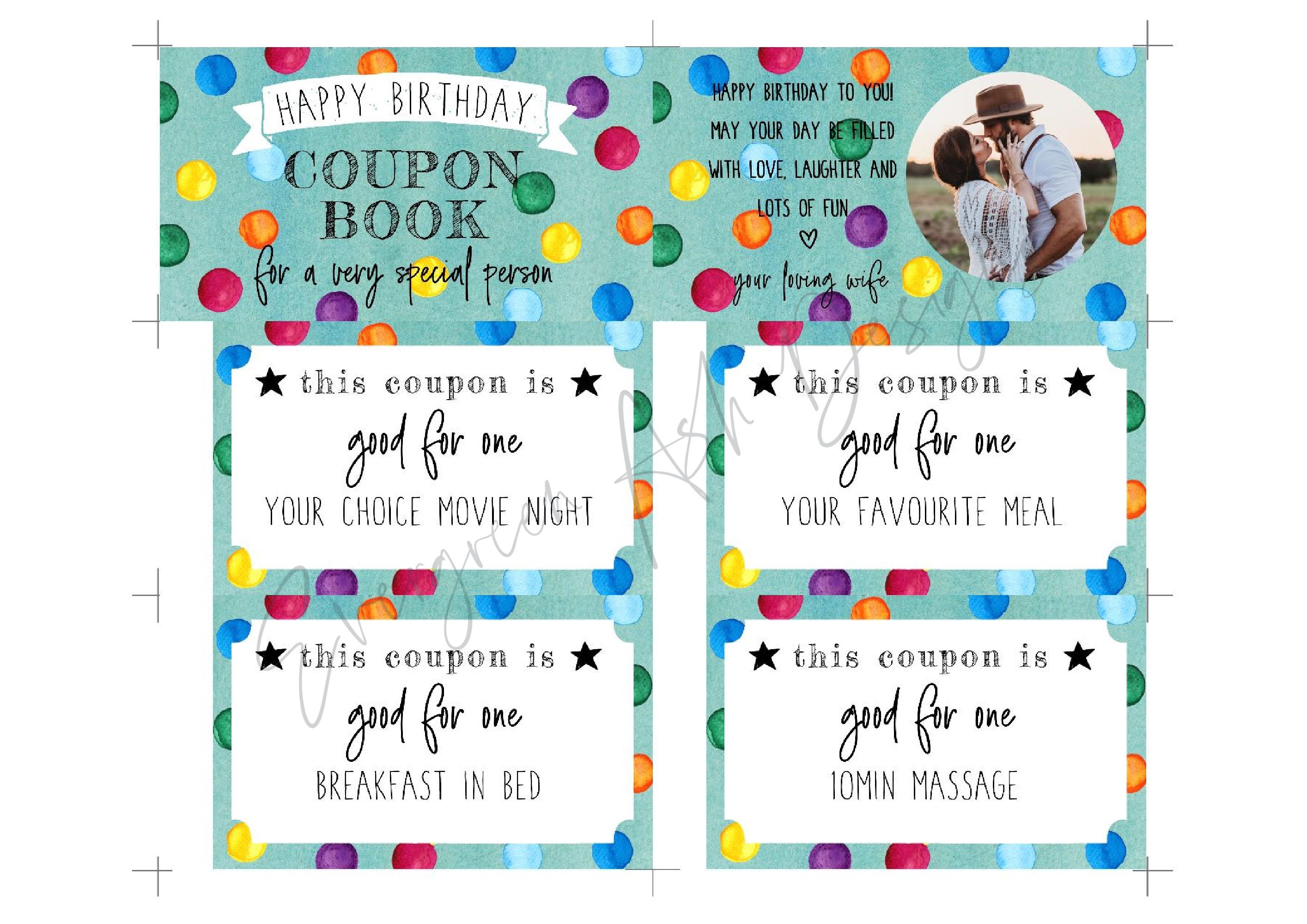 Birthday Coupons Editable Coupon Book Happy Birthday Gift | Etsy