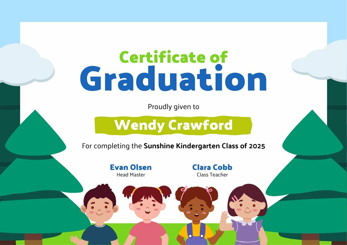 Kindergarten Graduation Certificate - Piktochart