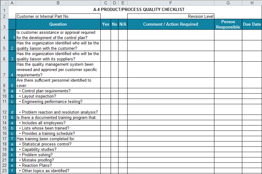 Excel Check List Template