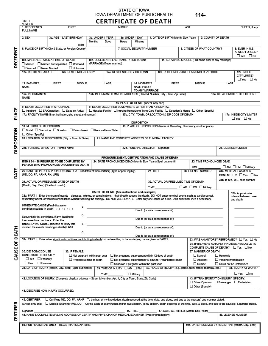 37 Blank Death Certificate Templates [100% FREE] ᐅ TemplateLab